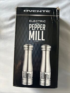 Ovente Electric Salt and Pepper Set with Premium Stainless Steel/Ceramic Blades,
